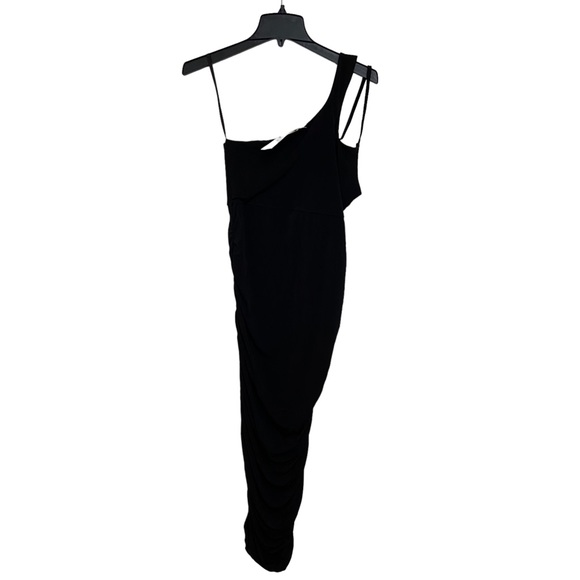 The Fashion Poet Asymmetrical Neck Ruched Dress Black XL New With Tags - Picture 1 of 6